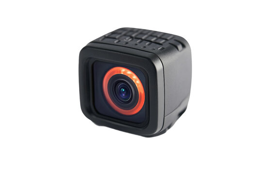 Automotive dash cam with low light recording and compact design close up shot Isolated on transparent background PNG