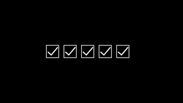 Tick correct sign mark in checkbox for quality document control checklist and business approve project concept animation..