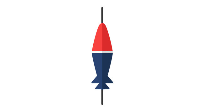Stylized Red and Blue Fishing Float on White Background