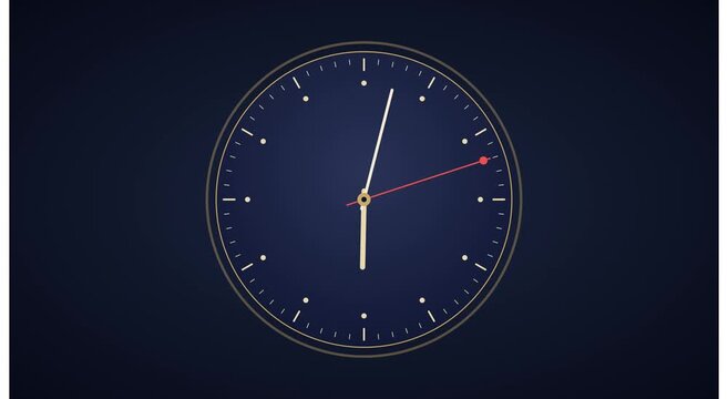 Minimalist analog wall clock ticking time motion animation