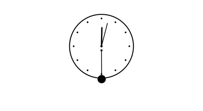 Minimalist pendulum clock animation on white animation