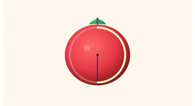 Minimalist red fruit timer animation loop for healthy animation