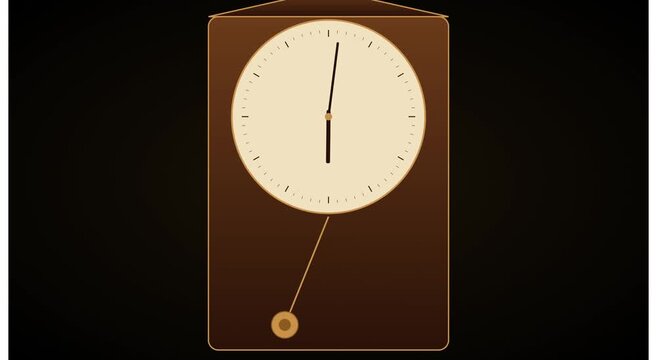 Vintage pendulum wall clock ticking time lapse animation