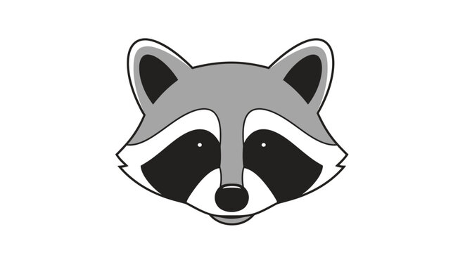 Stylized cartoon illustration of a raccoon's head, featuring its distinctive black eye mask and grey fur.