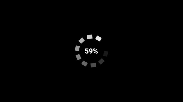 minimal fullscreen buffering loader with animated percentage display.