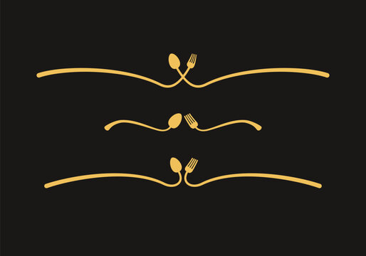 Fork and spoon restaurant horizontal menu border separator line divider