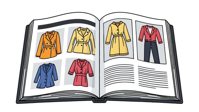 Browse through a world of style and contemporary fashion within the pages of this illustrated apparel catalog.