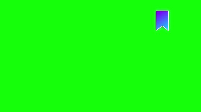 Animated purple bookmarks with yellow sparks on green screen background