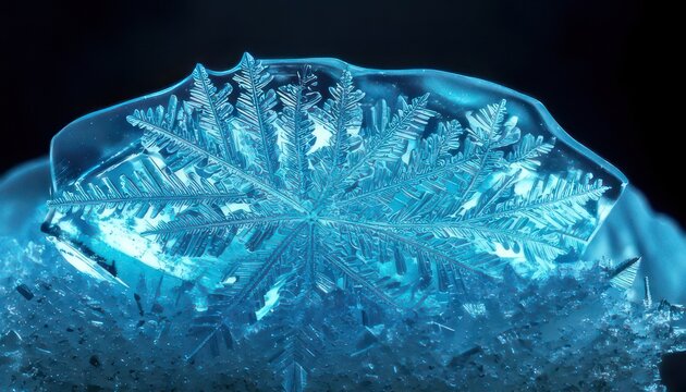 Intricate Ice Crystal Formation - A Frozen Microscopic Landscape.