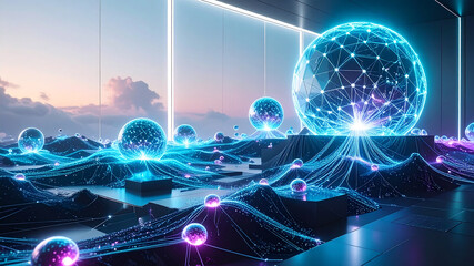 Obraz premium Neural Intelligence Data Network