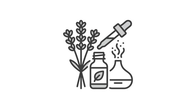 Lavender essential oil and aromatherapy diffuser line art