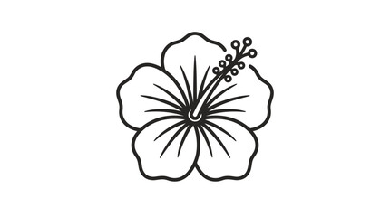 Simple hibiscus flower blossom in black line art. © Ucul