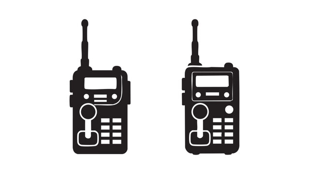 Black two way radio handheld transceiver communication icons