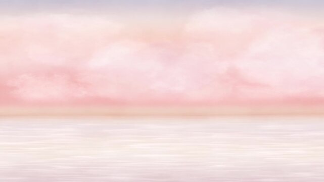 Beautiful watercolor sunset over the ocean background with calm waves and pink sky.Abstract gradient background（154）