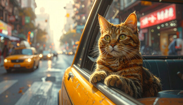 Cat in taxi window