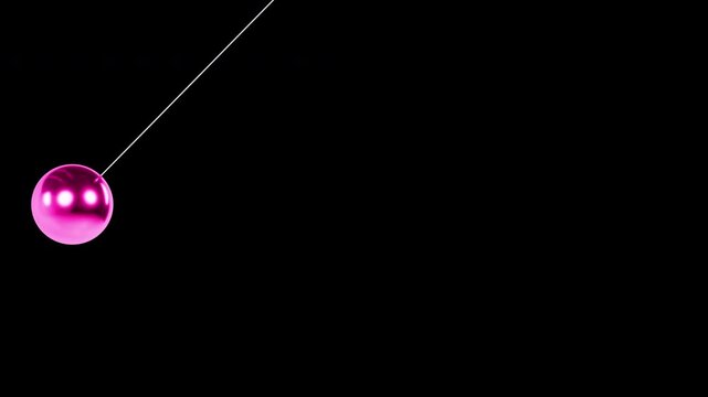 Pink Metallic Pendulum Swing Seamless Loop - Glossy Ball on Black Background