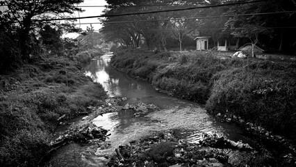Naklejka premium the condition of the water starting to recede around rivers or canals