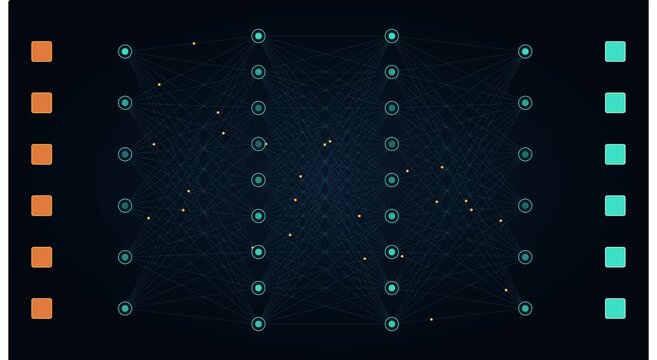 Neural network deep learning data processing animation