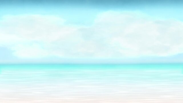 watercolor-style blue sky and sea. summer graphic background. A gently flowing looping video.（154）