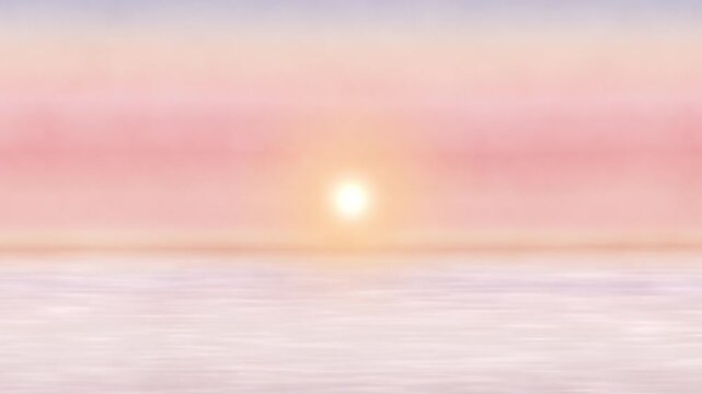 Beautiful watercolor sunset over the ocean background with calm waves and pink sky.Abstract gradient background（154）