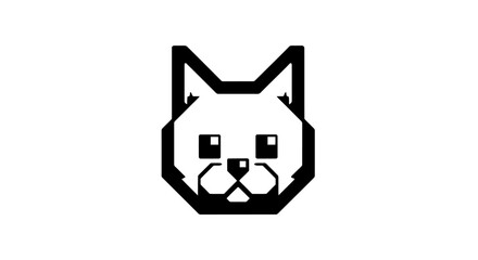 Minimalist geometric husky dog head icon on white background © mursidi