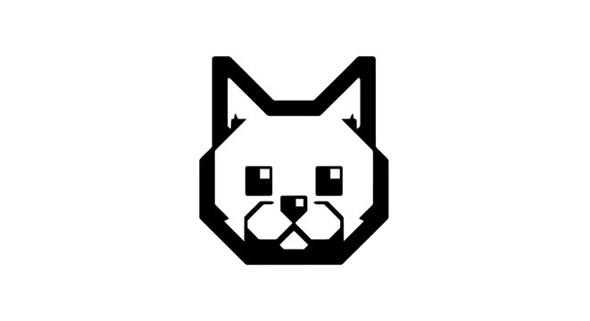 Minimalist geometric husky dog head icon on white background