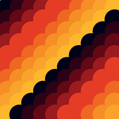 Obraz premium Seamless vector pattern illustration featuring an abstract geometric design of vibrant red and yellow circles on a colorful 3d retro texture backdrop