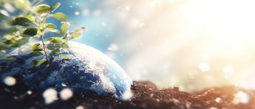 Global greenery awakening: celebrating earth's vital rebirth. Simple life. Celebrating earth and ecology: seeds sprouting on a global canvas. Documentary view. Pure emotion.