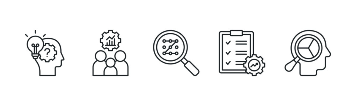 Strategic Insight and Critical Analysis Framework icon line illustration. Critical Thinking, Insight Generation, Pattern Recognition, Strategic Evaluation and Analytical Mindset