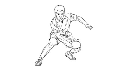 Fototapeta premium Table Tennis Player Action Shot - Dynamic Sketch of Man Playing Ping Pong