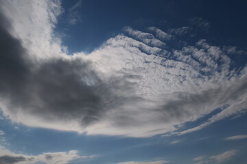 Obraz premium Dynamic mackerel sky and clouds in the blue sky with copy space