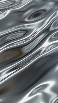 Luxury liquid metal waves with reflective silver texture, flowing chrome surface, futuristic premium background, cinematic lighting, elegant metallic motion, refined branding visual, copy space