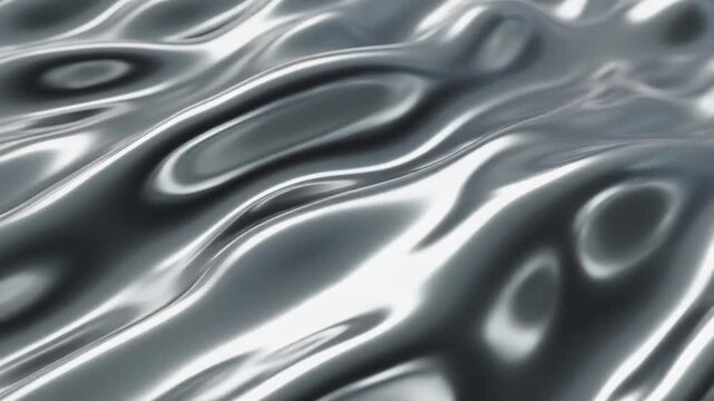 Luxury liquid metal waves with reflective silver texture, flowing chrome surface, futuristic premium background, cinematic lighting, elegant metallic motion, refined branding visual, copy space