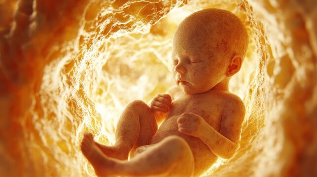 Fetus Womb with Warm Glowing Surroundings