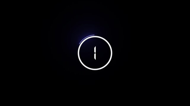 9 second countdown timer icon animation. countdown animation from 9 to 0 Modern flat design with glowing neon circle timer on Black Background.