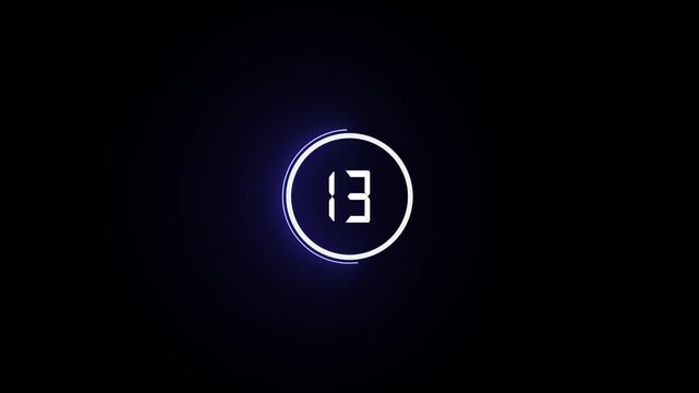 25 second countdown timer icon animation. countdown animation from 25 to 0 Modern flat design with glowing neon circle timer on Black Background.