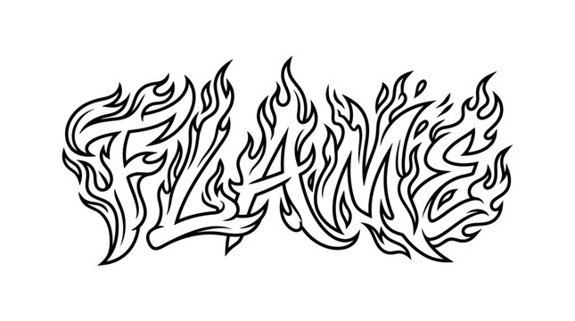 Large flame word graffiti design with intense fire elements.