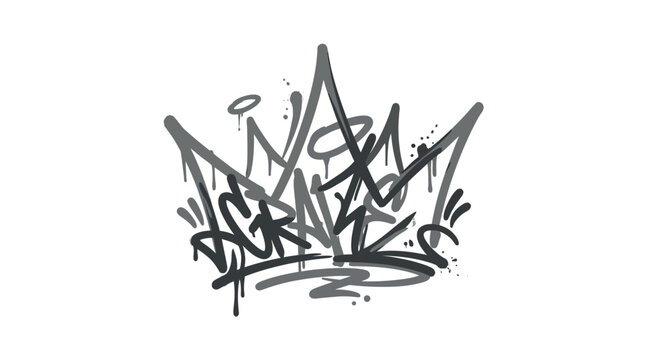 Graffiti word tag with crown in street art style.