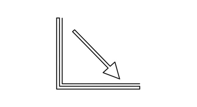 Downward Arrow Icon Indicating Decline, Decrease, or Negative Trend in Business Graph