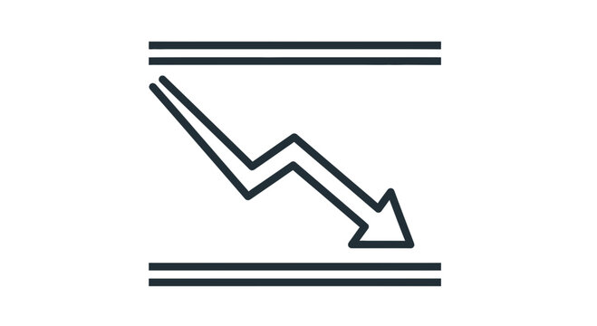 Downward Financial Trend Icon: Economic Decline, Market Recession, and Business Loss Symbol