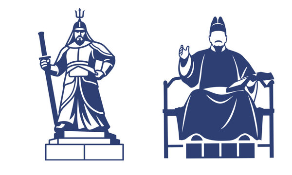 Seoul Gwanghwamun landmark King Sejong and Admiral Yi Sun-sin statue(서울 광화문 랜드마크 세종대왕 및 이순신 장군 동상)