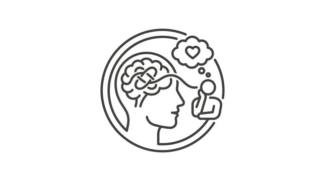 Mental health therapy and self-reflection brain illustration.