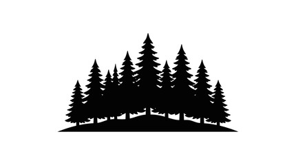 Forest of pine trees stands on a small hill under a clear bright sky during the daytime. © labubu