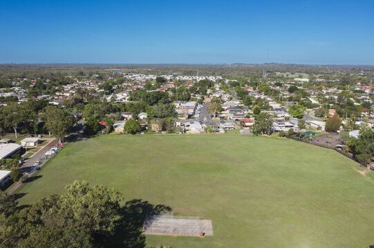 aerial view of public recreation area in the suburbs