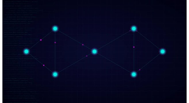 Digital network connection nodes abstract tech animation