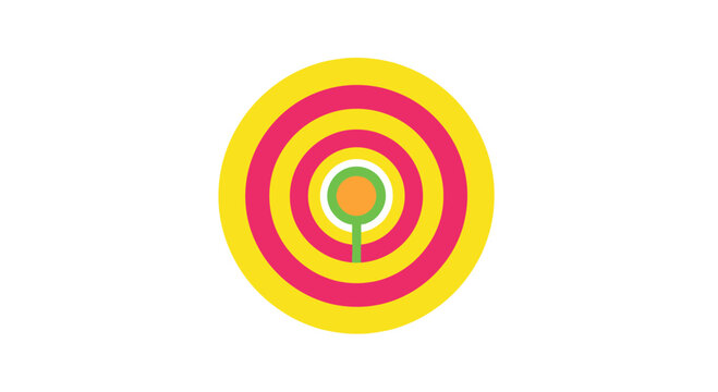 Vibrant concentric circles with a central stem and orange circle