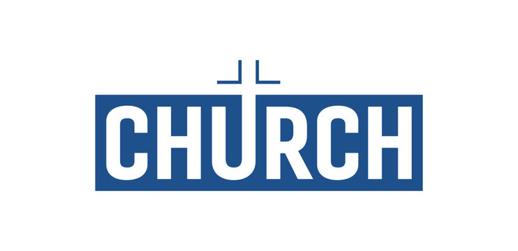 Minimalist church wordmark logo with Christian cross symbol  vector design inspiration