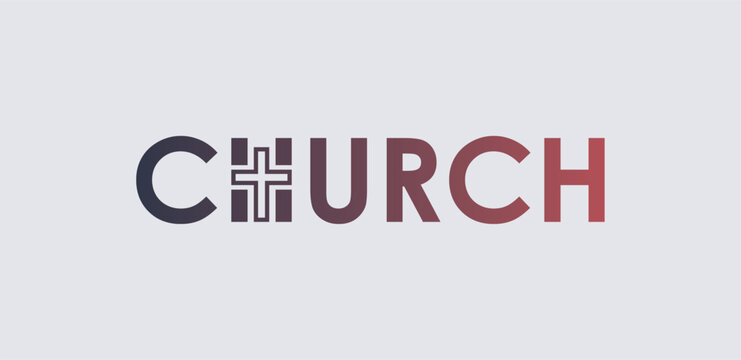 Minimalist church wordmark logo with Christian cross symbol  vector design inspiration