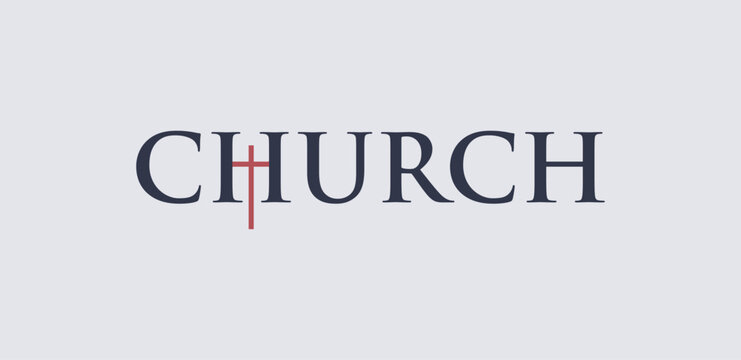Minimalist church wordmark logo with Christian cross symbol  vector design inspiration