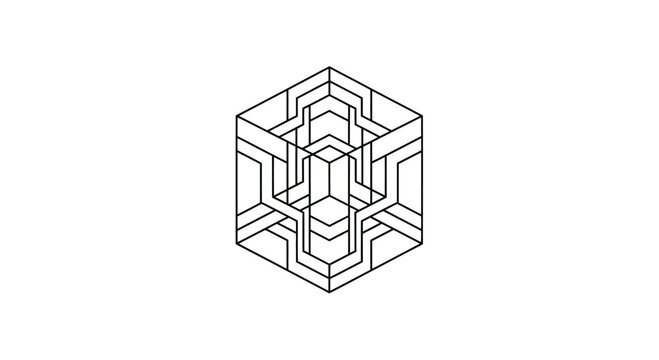 Geometric hexagon pattern with optical illusion lines